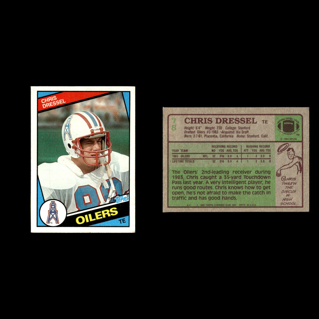Chris Dressel #78 1984 Topps Houston Oilers Football Card NFL EX