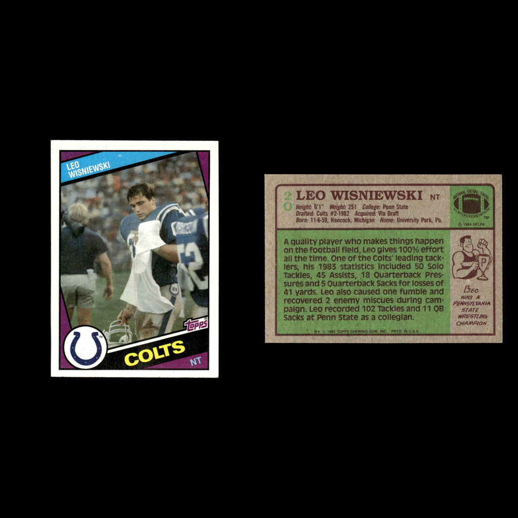 Leo Wisniewski #20 1984 Topps Indianapolis Colts Football Card NFL EX