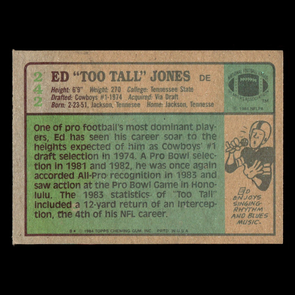 Ed Too Tall Jones #242 1984 Topps Dallas Cowboys Football Card NFL EX