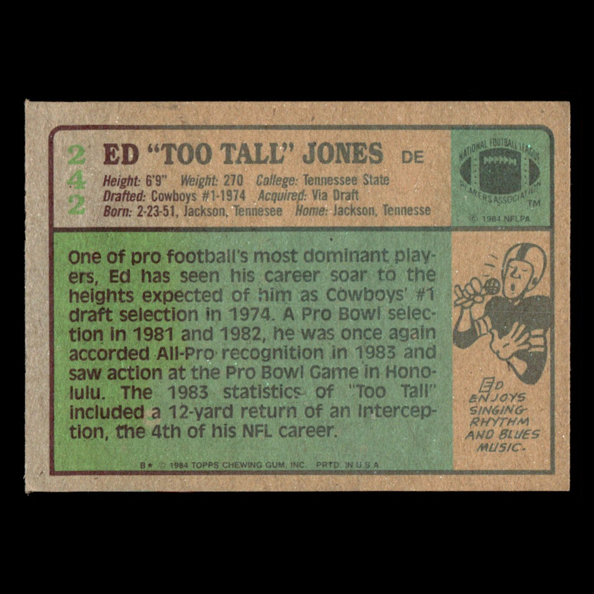Ed Too Tall Jones #242 1984 Topps Dallas Cowboys Football Card NFL EX