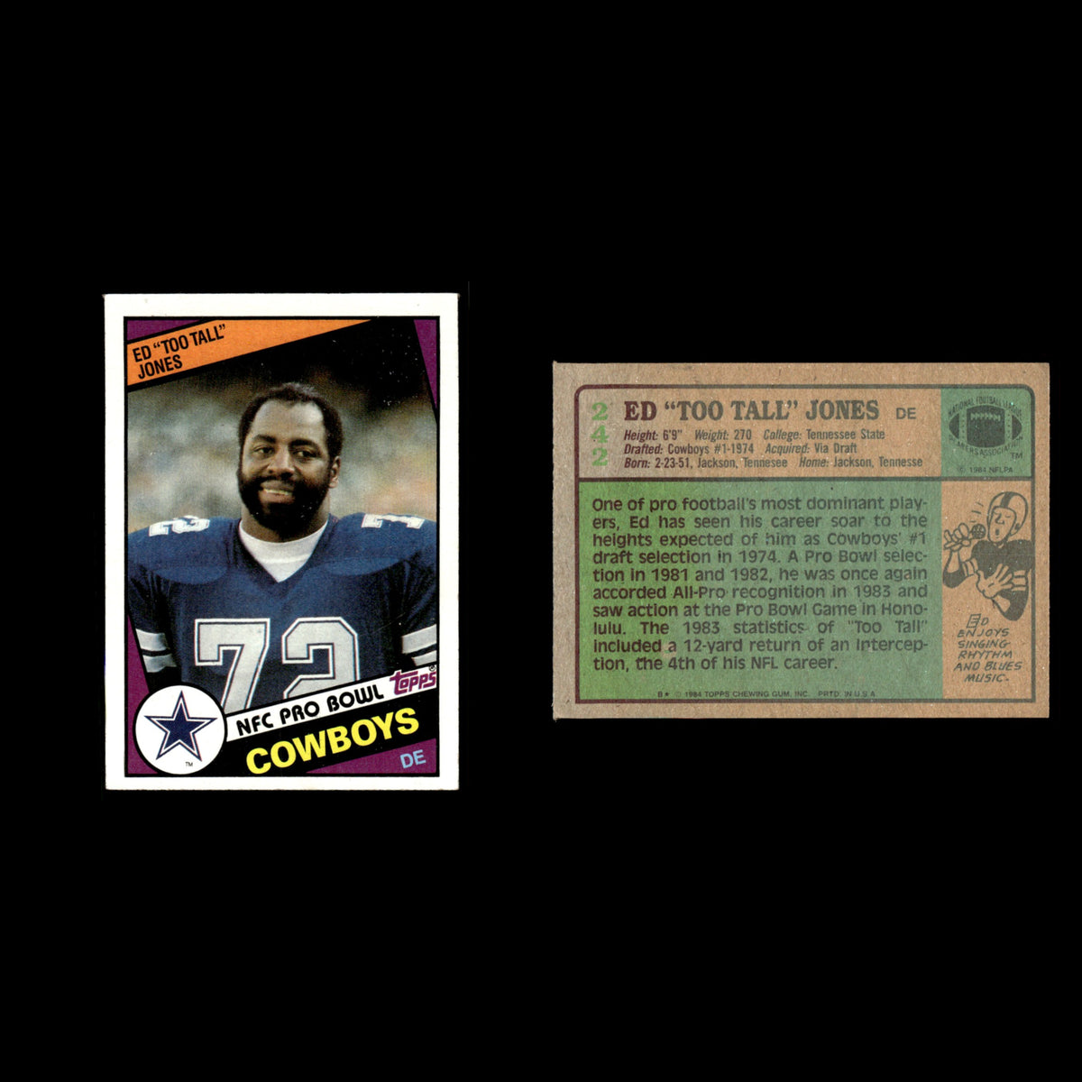 Ed Too Tall Jones #242 1984 Topps Dallas Cowboys Football Card NFL EX