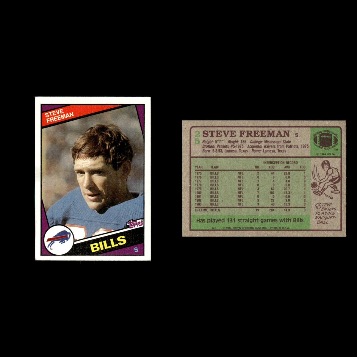 Steve Freeman #25 1984 Topps Buffalo Bills Football Card NFL EX