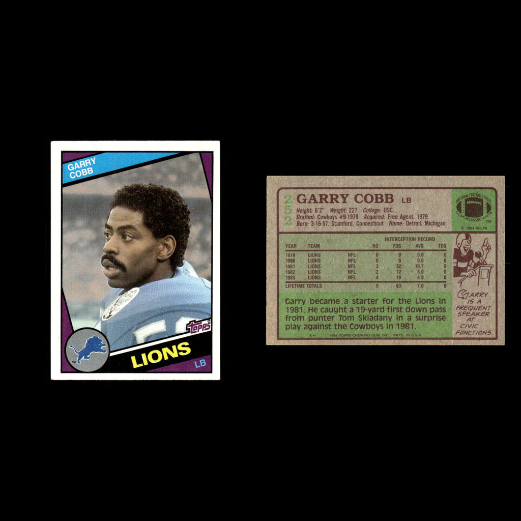 Garry Cobb #252 1984 Topps Detroit Lions Football Card NFL EX