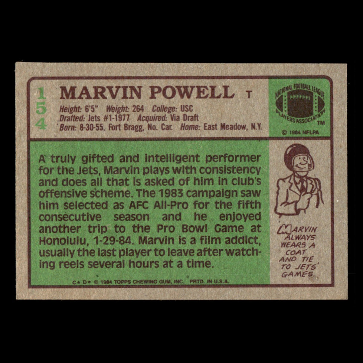 Marvin Powell #154 1984 Topps New York Jets Football Card NFL EX