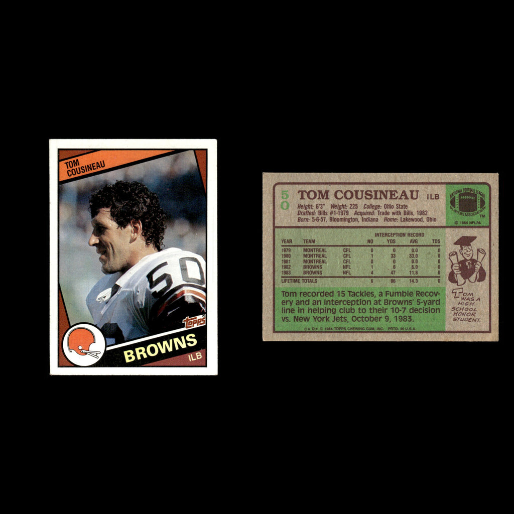 Tom Cousineau #50 1984 Topps Cleveland Browns Football Card NFL EX