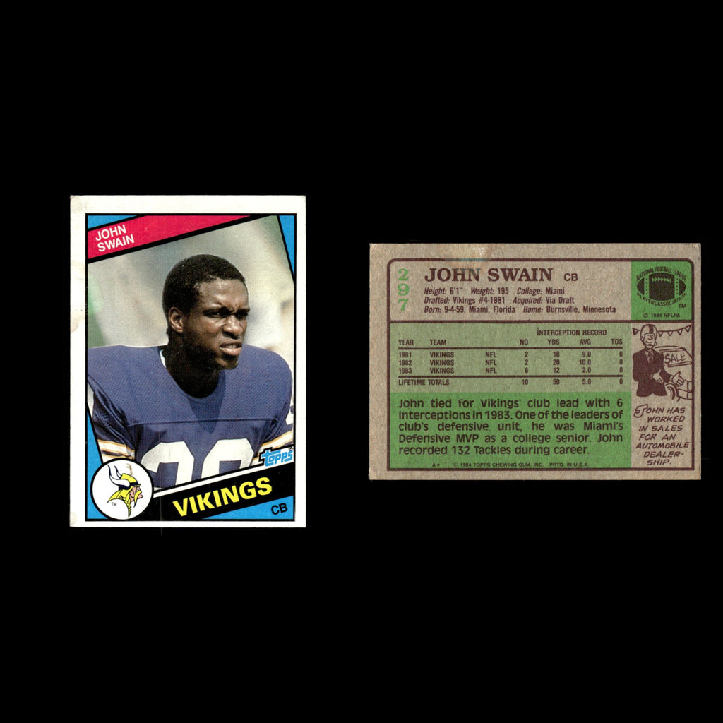 John Swain #297 1984 Topps Minnesota Vikings Football Card NFL EX