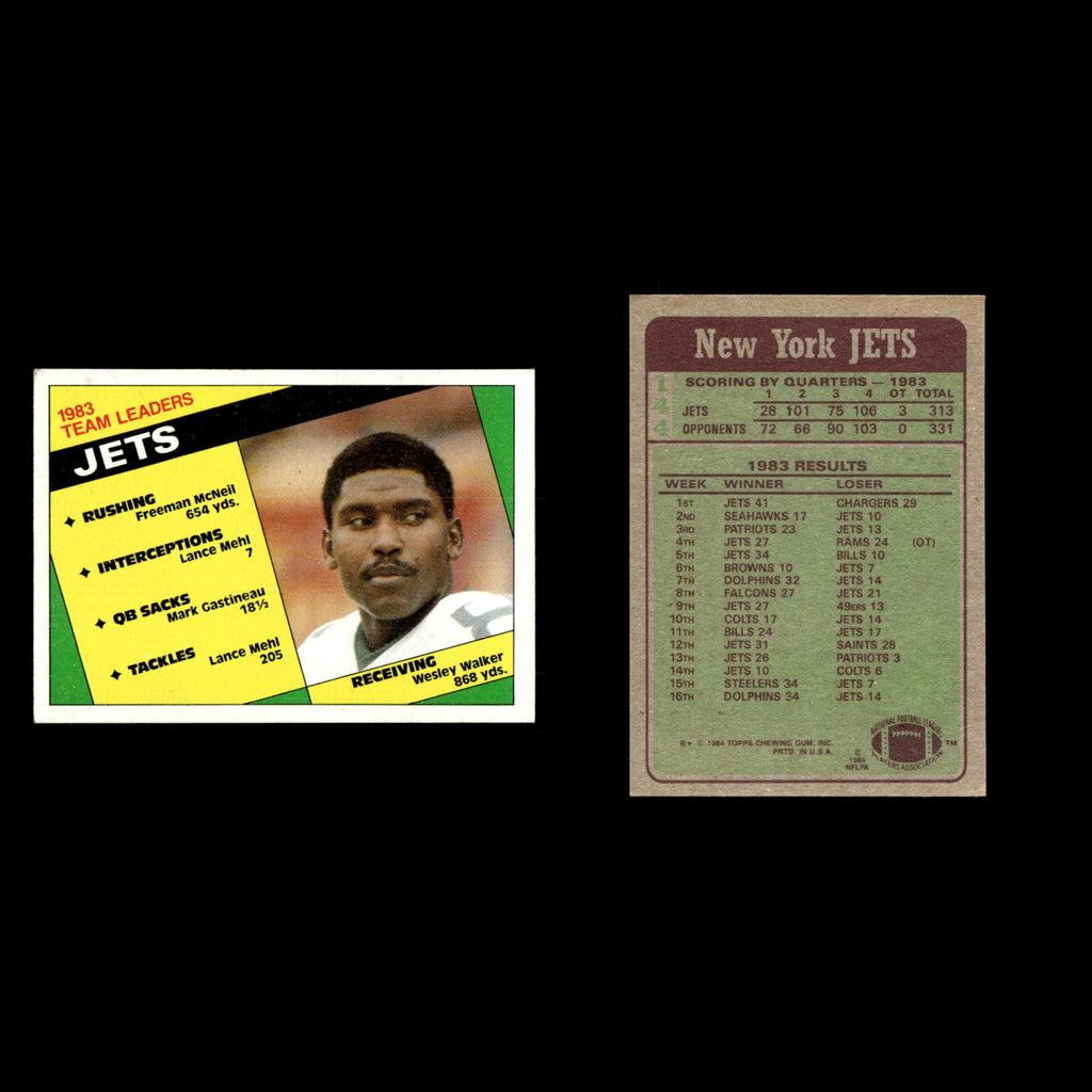 Wesley Walker Jets Team Leaders #144 1984 Topps New York Jets Football Card NFL