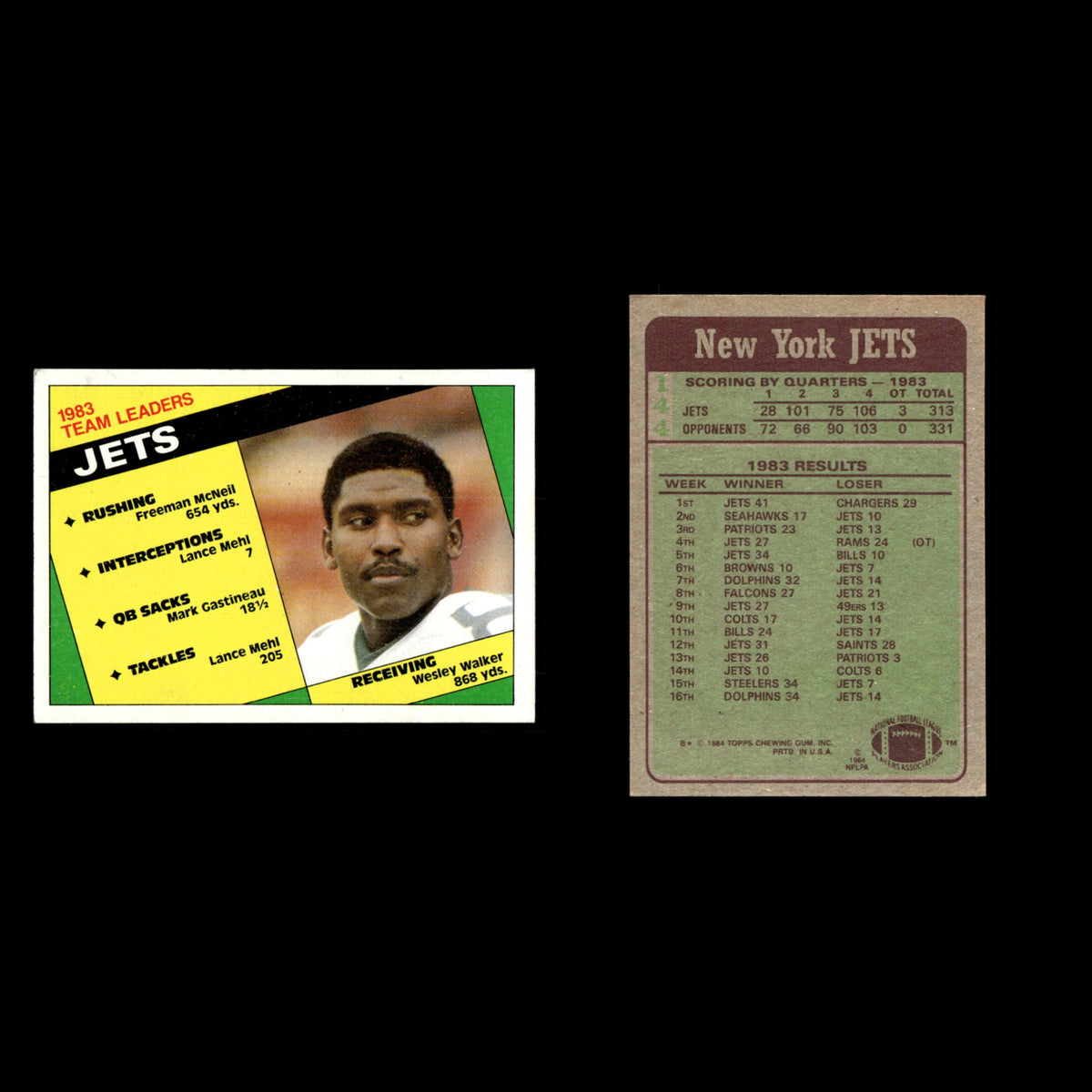 Wesley Walker Jets Team Leaders #144 1984 Topps New York Jets Football Card NFL