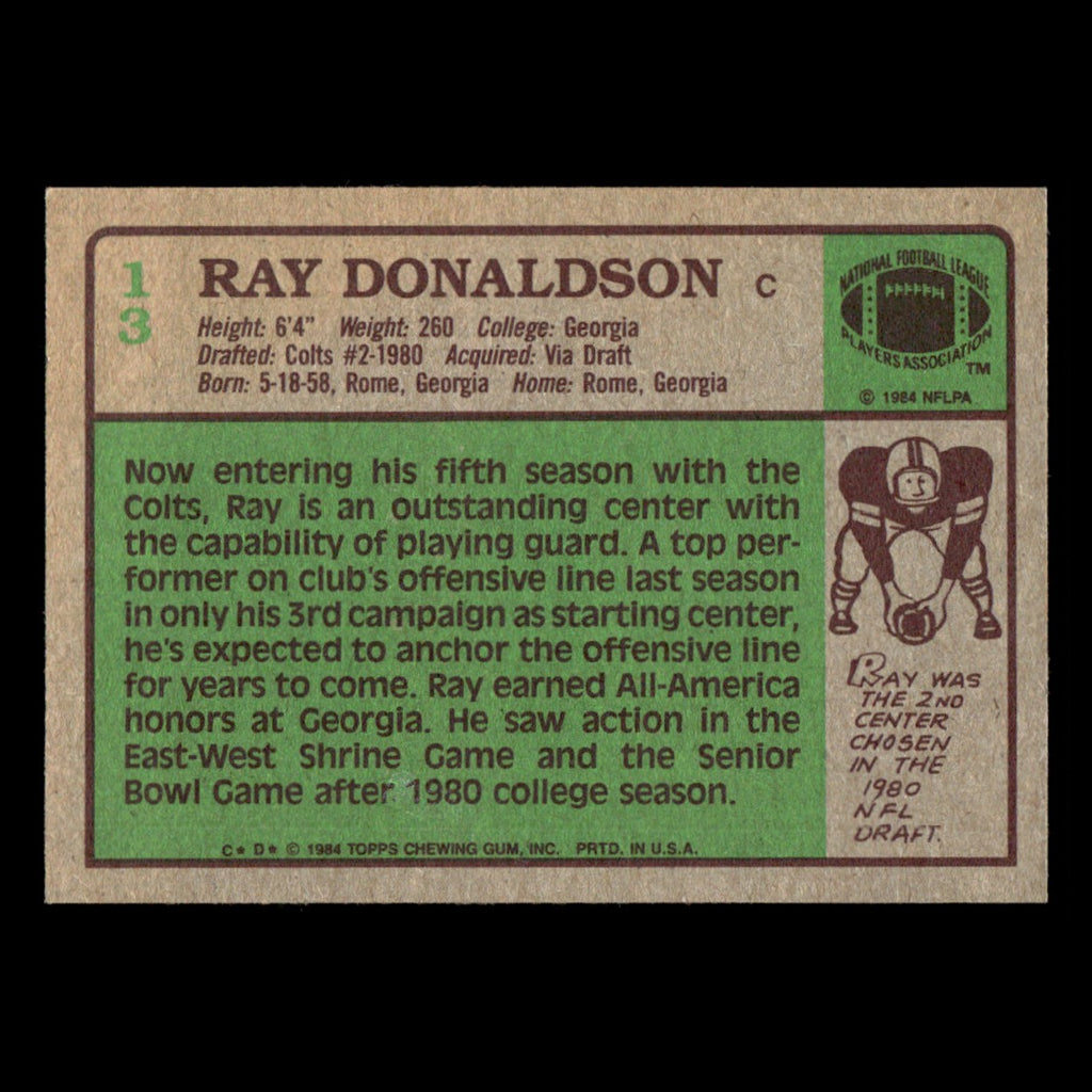 Ray Donaldson #13 1984 Topps Indianapolis Colts Football Card NFL EX