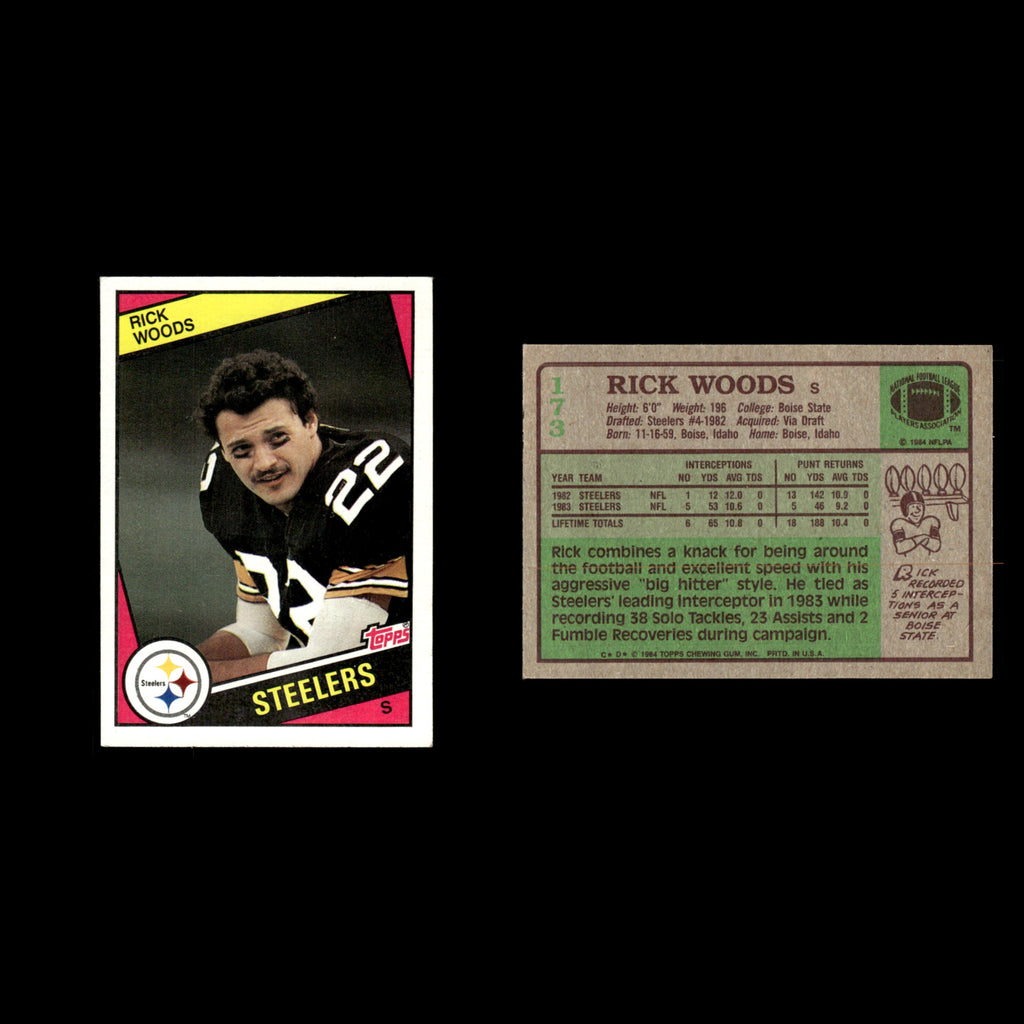 Rick Woods #173 1984 Topps Pittsburgh Steelers Football Card NFL EX