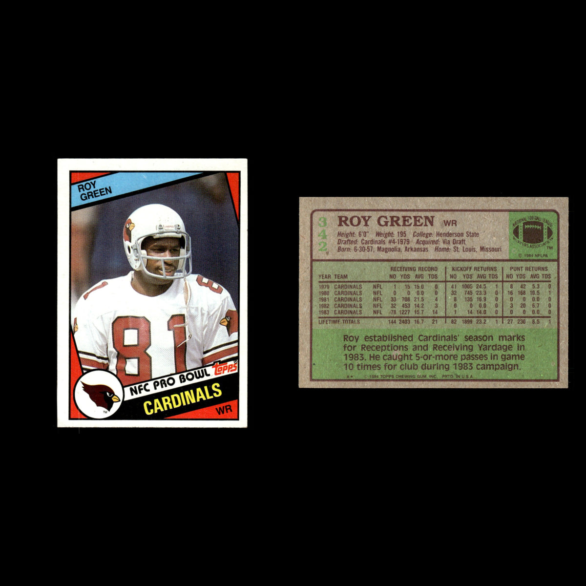 Roy Green #342 1984 Topps St. Louis Cardinals Football Card NFL EX