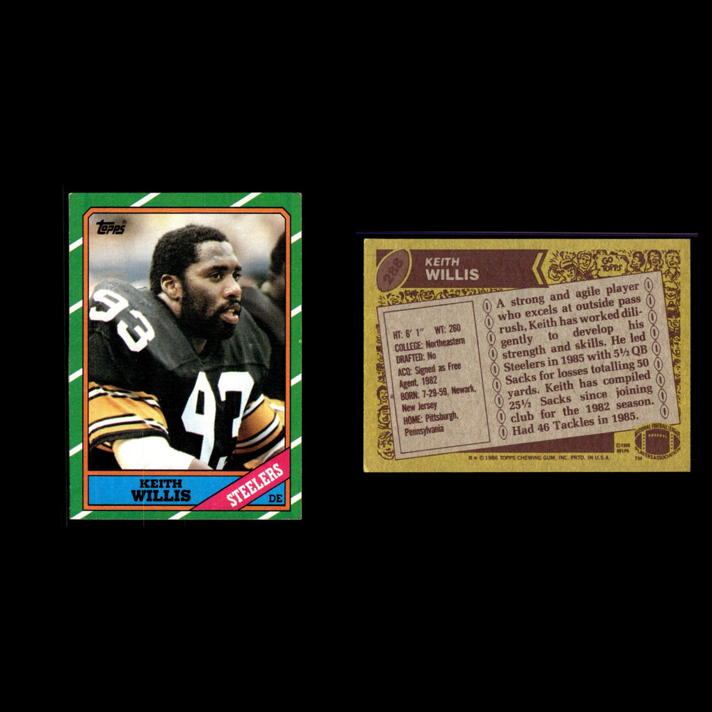 Keith Willis #288 1986 Topps Pittsburgh Steelers Football Card NFL EX