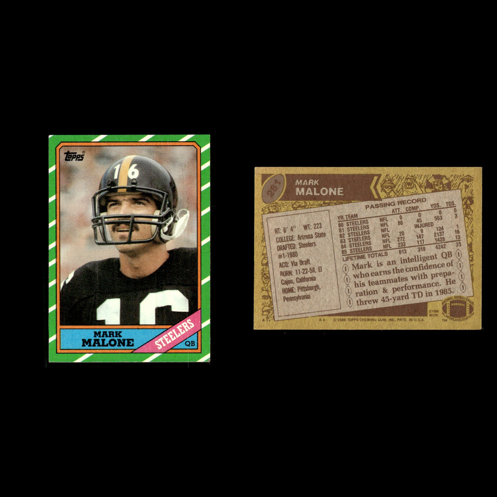 Mark Malone #281 1986 Topps Pittsburgh Steelers Football Card NFL EX