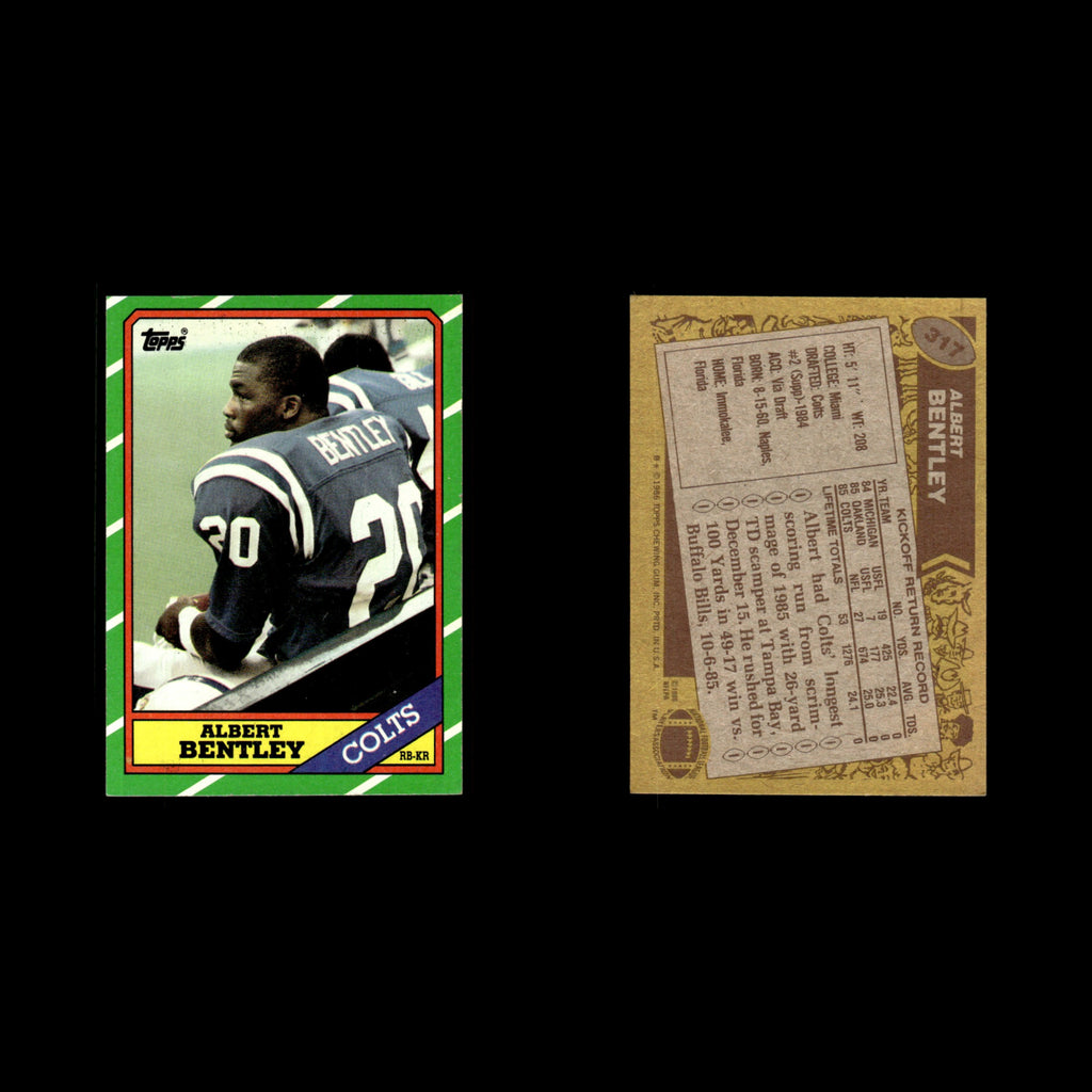 Albert Bentley #317 1986 Topps Indianapolis Colts Football Card NFL EX