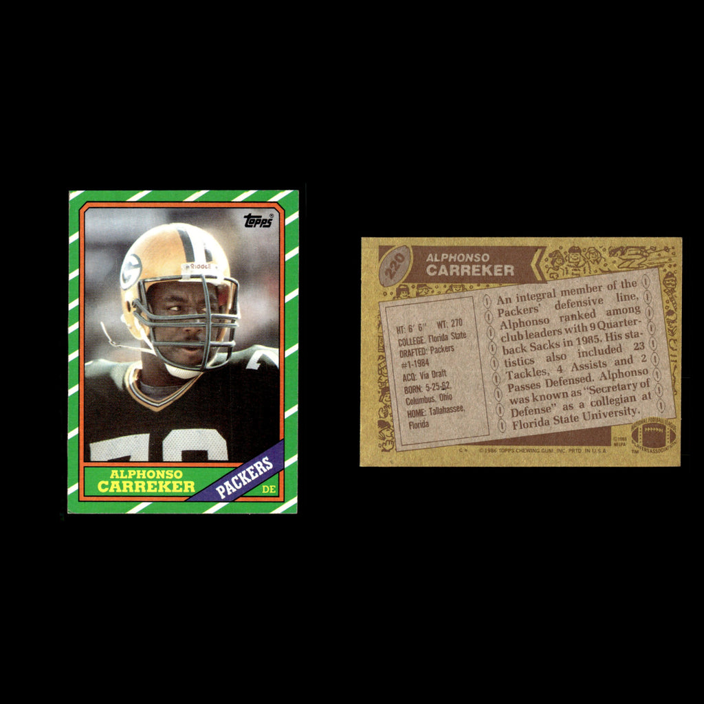 Alphonso Carreker #220 1986 Topps Green Bay Packers Football Card NFL EX