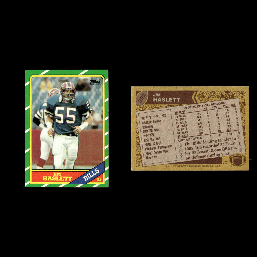 Jim Haslett #392 1986 Topps Buffalo Bills Football Card NFL EX