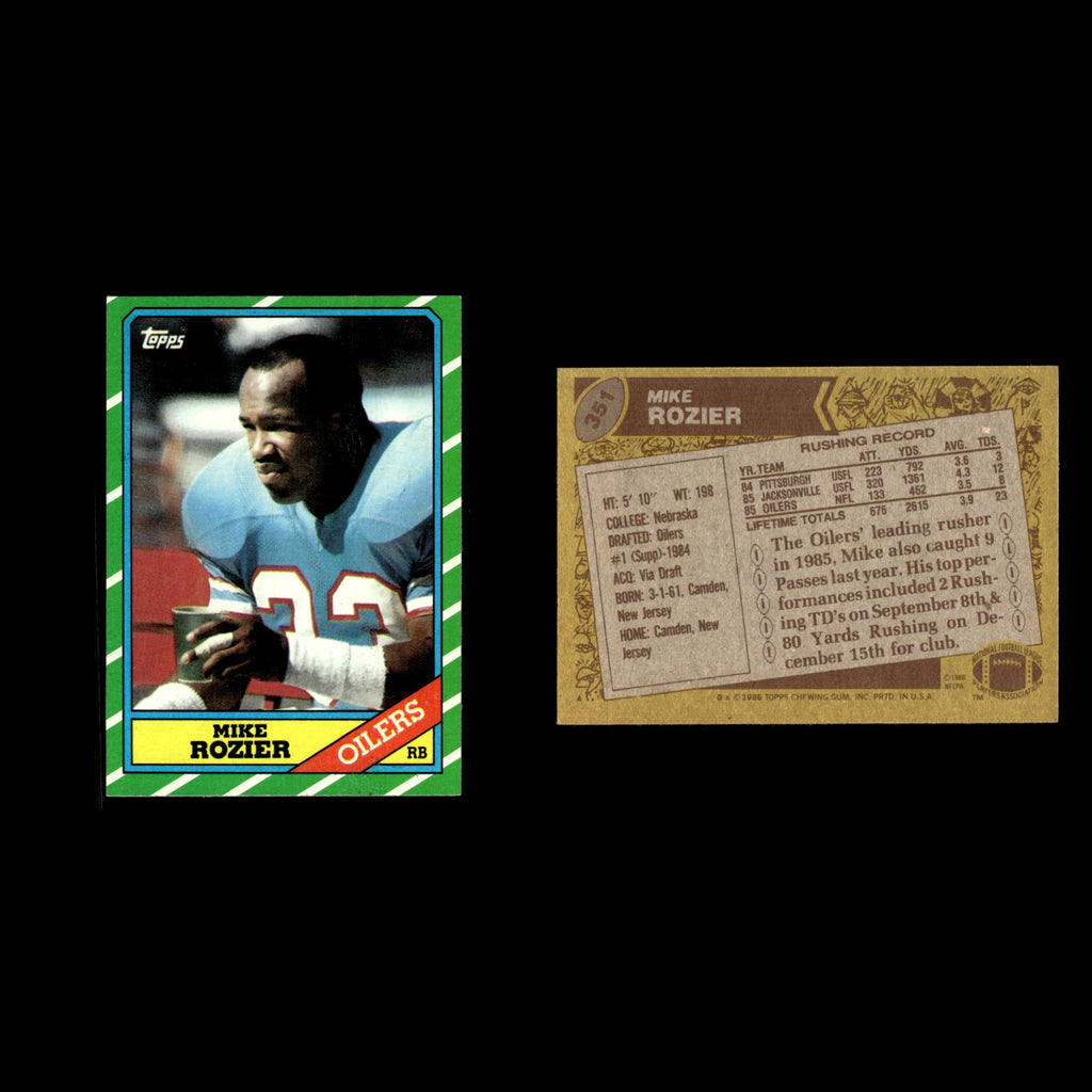 Mike Rozier #351 1986 Topps Houston Oilers Football Card NFL EX