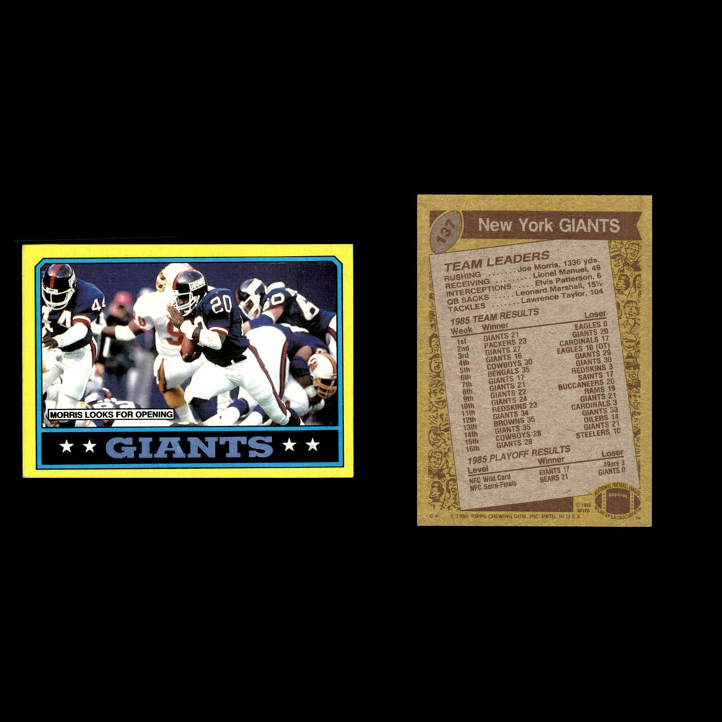 Joe Morris #137 1986 Topps New York Giants Football Card NFL EX