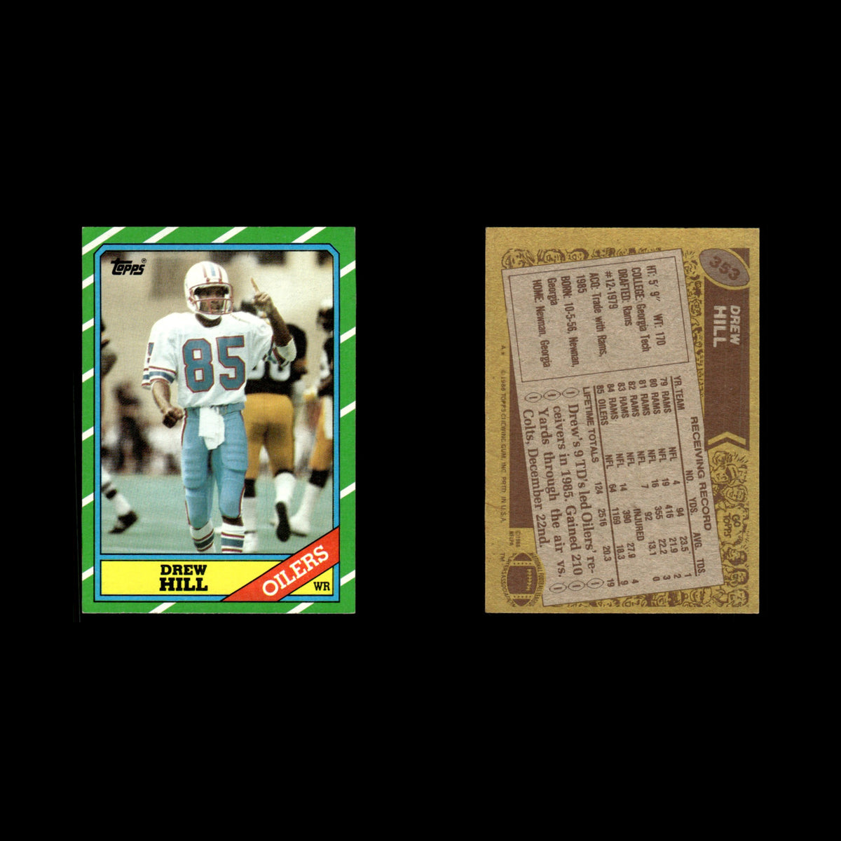 Drew Hill #353 1986 Topps Houston Oilers Football Card NFL EX