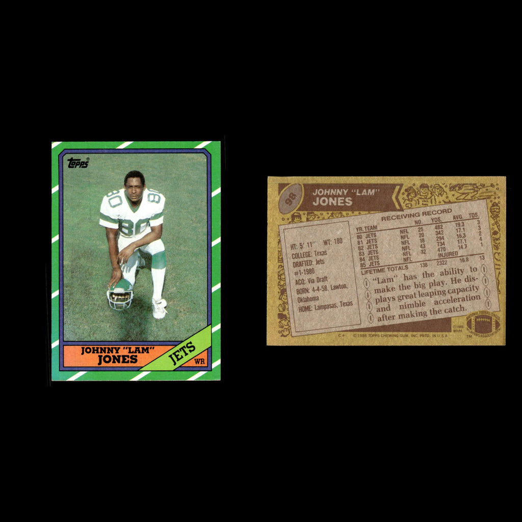 Lam Jones #98 1986 Topps New York Jets Football Card NFL EX