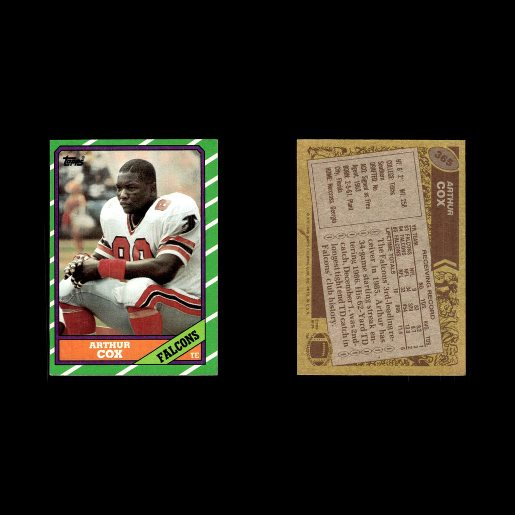 Arthur Cox #365 1986 Topps Atlanta Falcons Football Card NFL EX