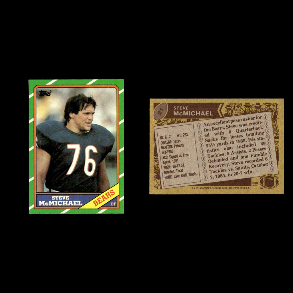 Steve McMichael #21 1986 Topps Chicago Bears Football Card NFL EX