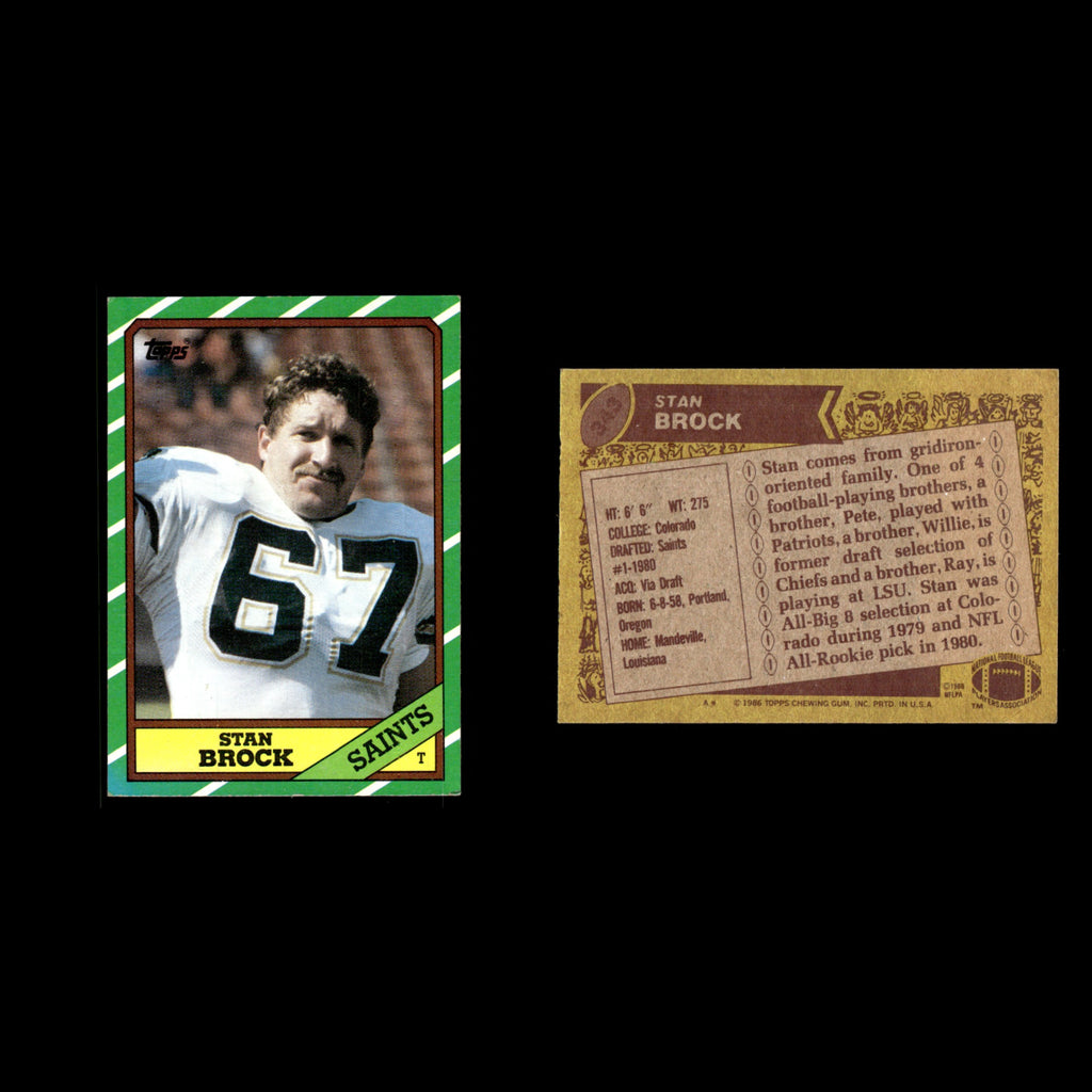 Stan Brock #343 1986 Topps New Orleans Saints Football Card NFL EX