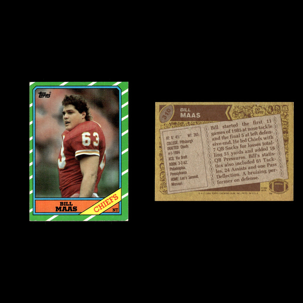 Bill Maas #310 1986 Topps Kansas City Chiefs Football Card NFL EX