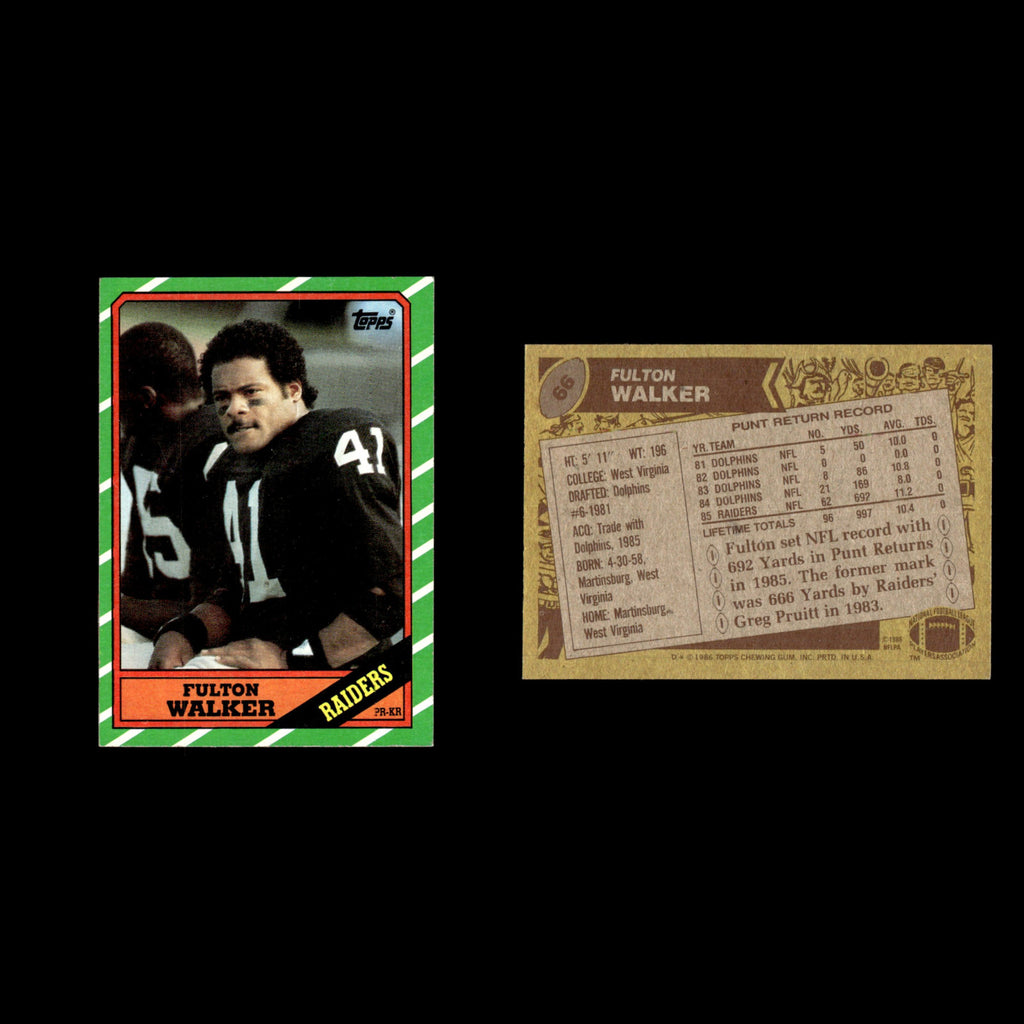 Fulton Walker #66 1986 Topps Los Angeles Raiders Football Card NFL EX