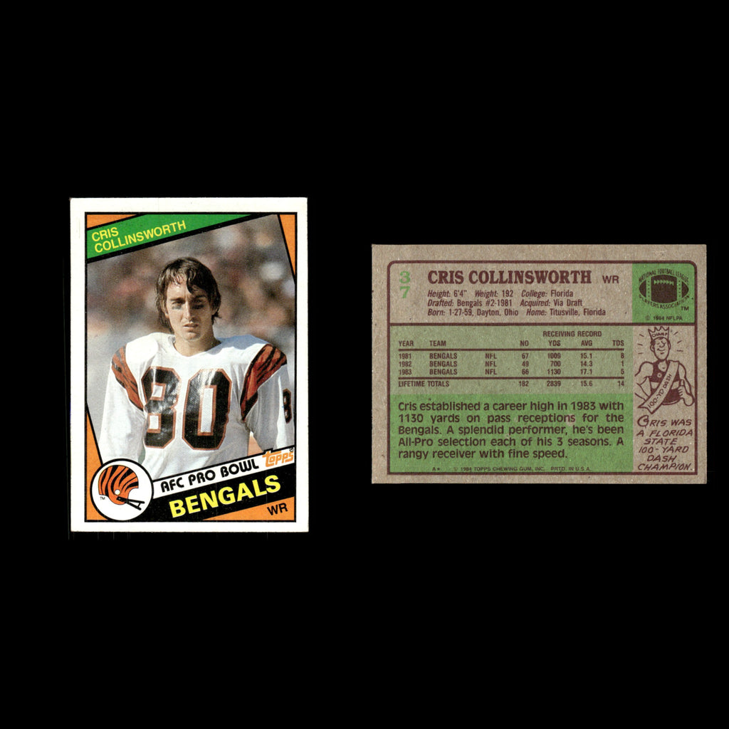 Cris Collinsworth #37 1984 Topps Cincinnati Bengals Football Card NFL EX