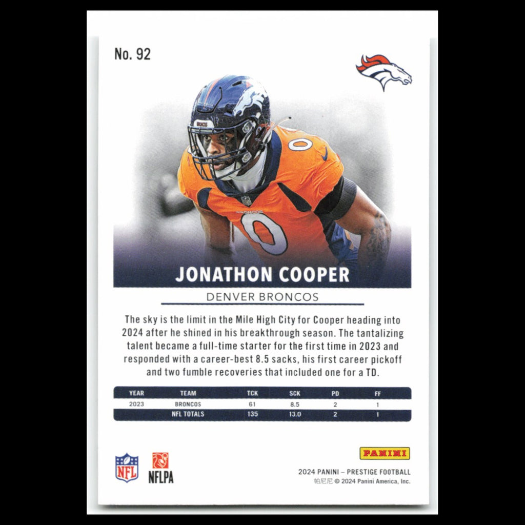 Jonathon Cooper #92 2024 Panini Prestige Denver Broncos Football Card NFL NM