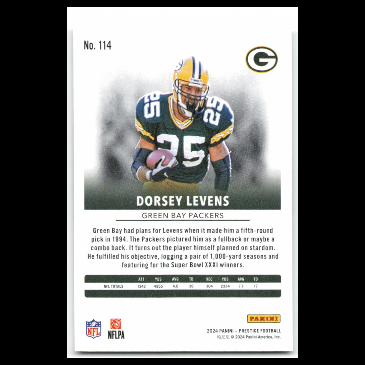 Dorsey Levens #114 2024 Panini Prestige Green Bay Packers Football Card NFL NM