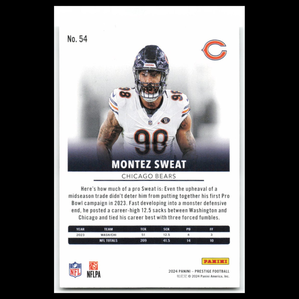 Montez Sweat #54 2024 Panini Prestige Chicago Bears Football Card NFL NM