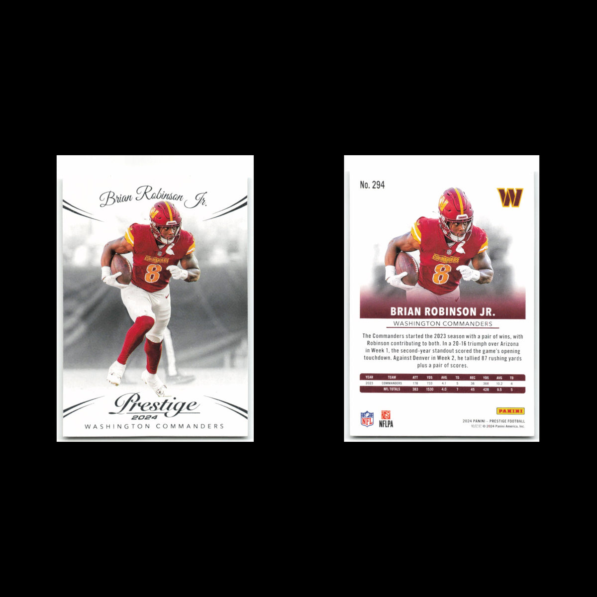 Brian Robinson Jr #294 2024 Panini Prestige Washington Commanders Football Card