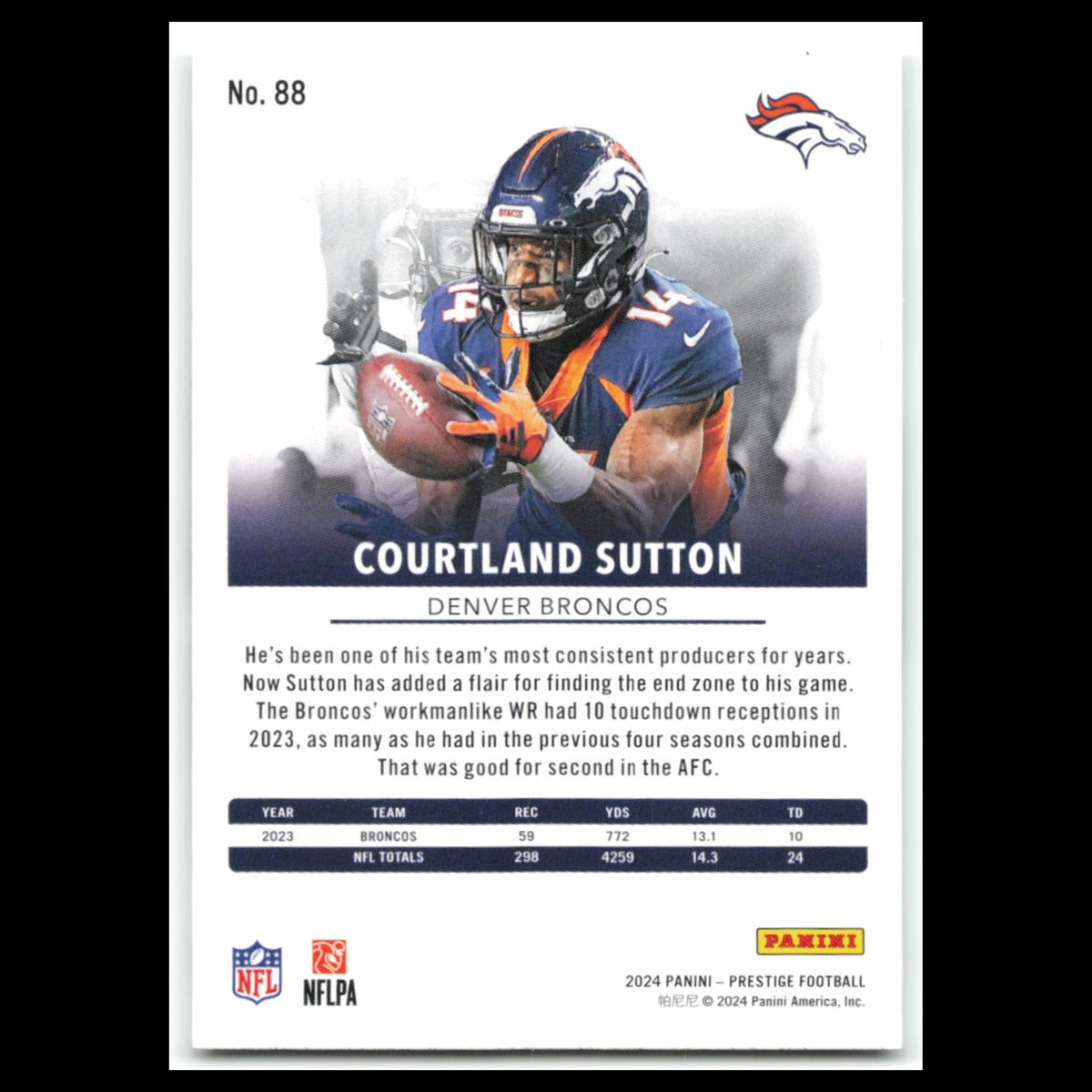 Courtland Sutton #88 2024 Panini Prestige Denver Broncos Football Card NFL NM