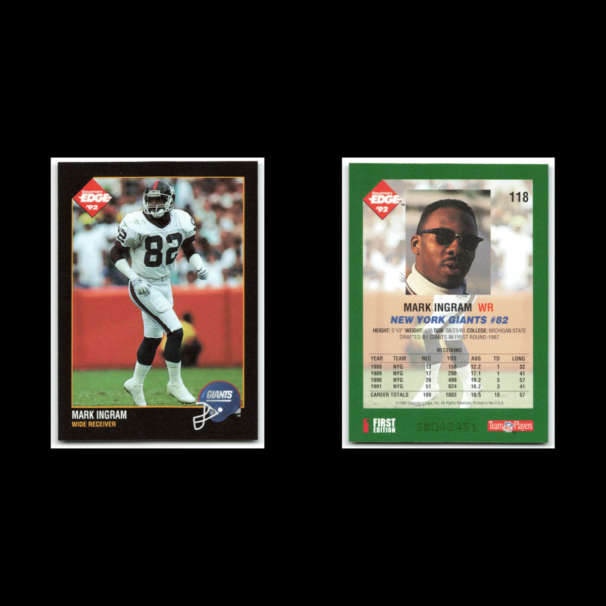 Mark Ingram #118 1992 Collectors Edge New York Giants Football Card NFL NM
