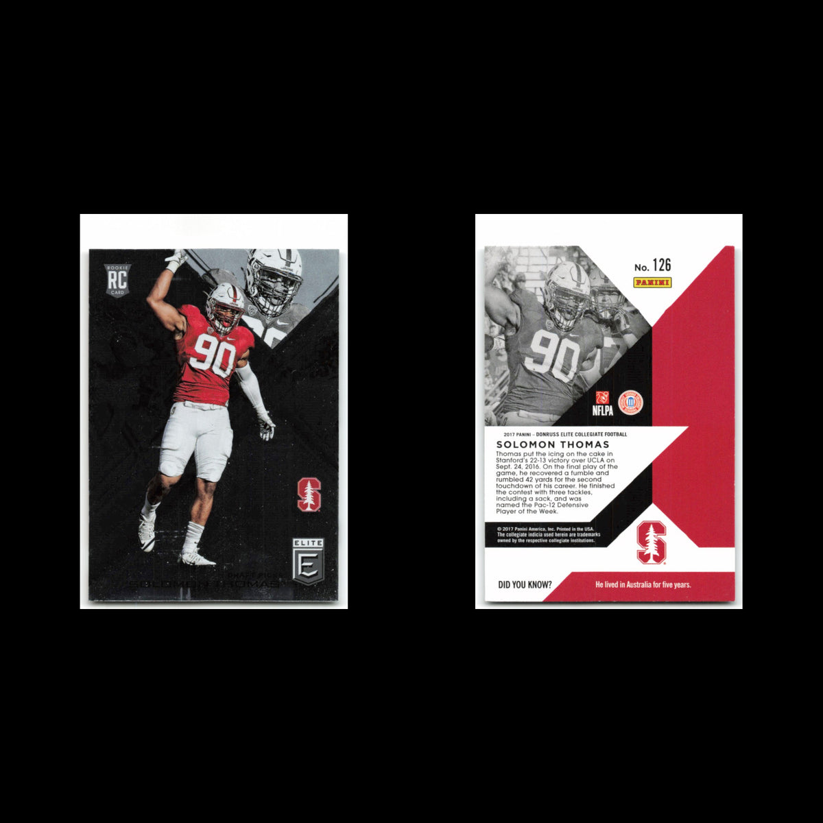 Solomon Thomas Rookie #126 2017 Panini Elite Draft Picks Stanford Cardinal Card