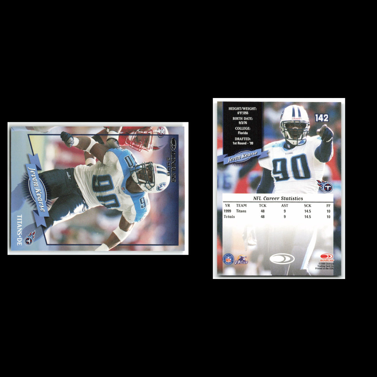 Jevon Kearse #142 2000 Donruss Tennessee Titans Football Card NFL NM