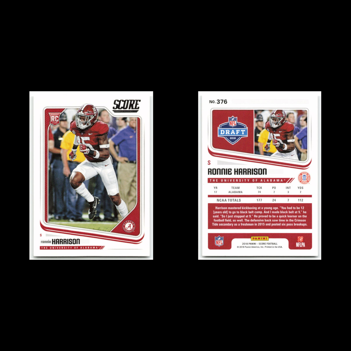 Ronnie Harrison Rookie #376 2018 Score Alabama Crimson Tide Football Card NFL NM