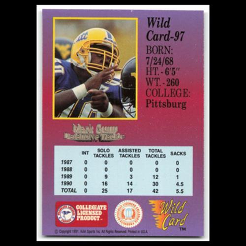 Mark Gunn #97 1991 Wild Card Collegiate 1st Edition Pittsburgh Panthers Football