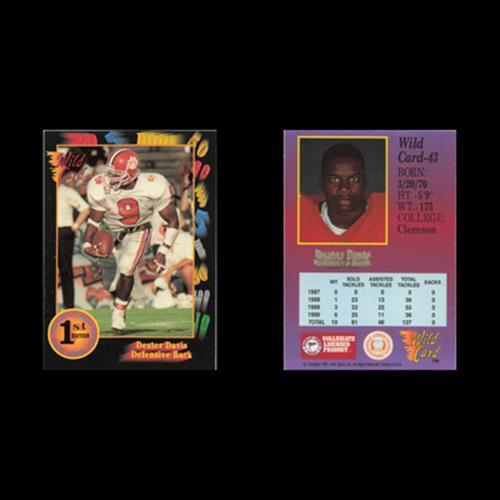 Dexter Davis #43 1991 Wild Card Collegiate 1st Edition Clemson Tigers Football