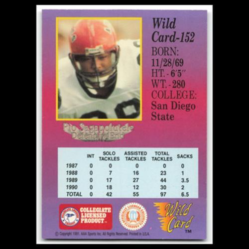 Pio Sagapolutele #152 1991 Wild Card Collegiate 1st Edition Football Card NFL NM