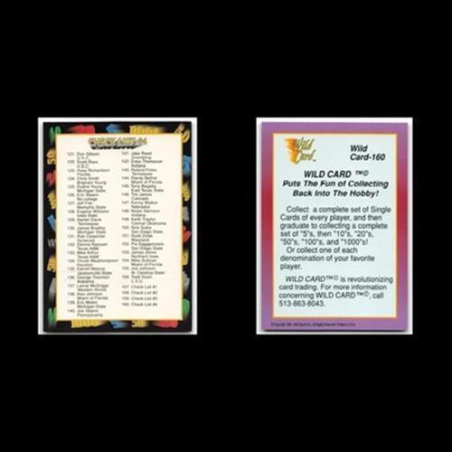 Checklist #4 #160 1991 Wild Card Collegiate 1st Edition Football Card NFL NM