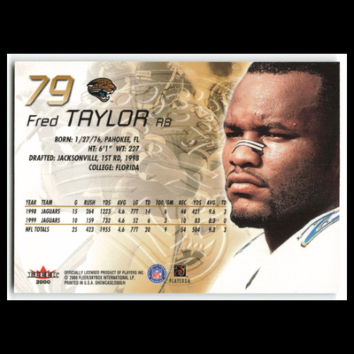 Fred Taylor #79 2000 Fleer Showcase Jacksonville Jaguars Football Card NFL NM