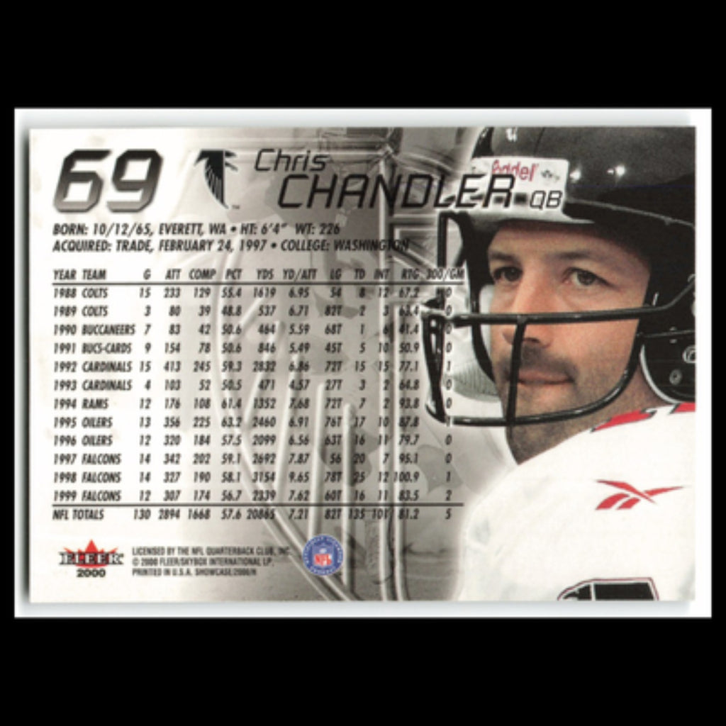Chris Chandler #69 2000 Fleer Showcase Atlanta Falcons Football Card NFL NM