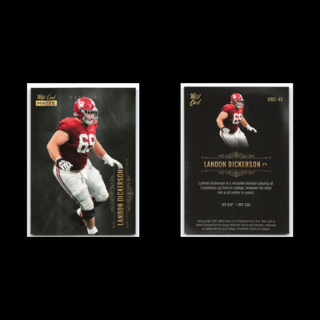 Landon Dickerson #MBC-45 2021 Wild Card Matte Alabama Crimson Tide Football Card