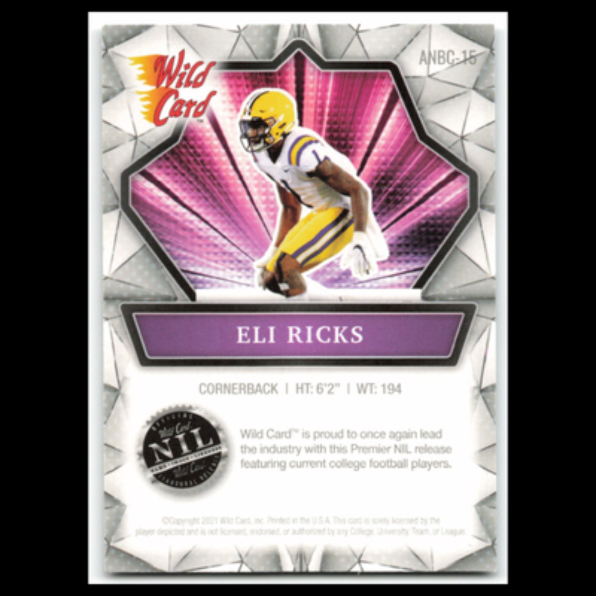 Eli Ricks #ANBC 15 2021 Wild Card Alumination Football Card NFL NM