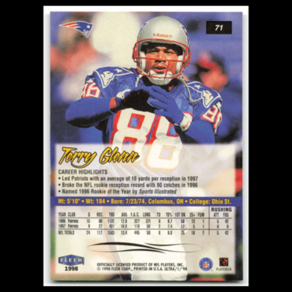 Terry Glenn #71 1998 Fleer Ultra New England Patriots Football Card NFL NM