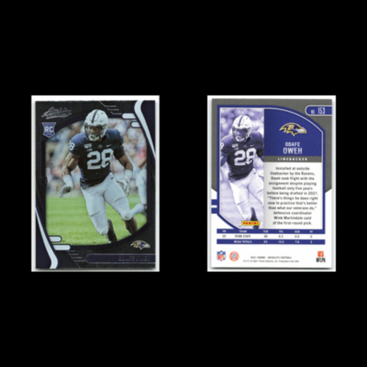 Odafe Oweh Rookie #153 2021 Panini Absolute Baltimore Ravens Football Card NFL