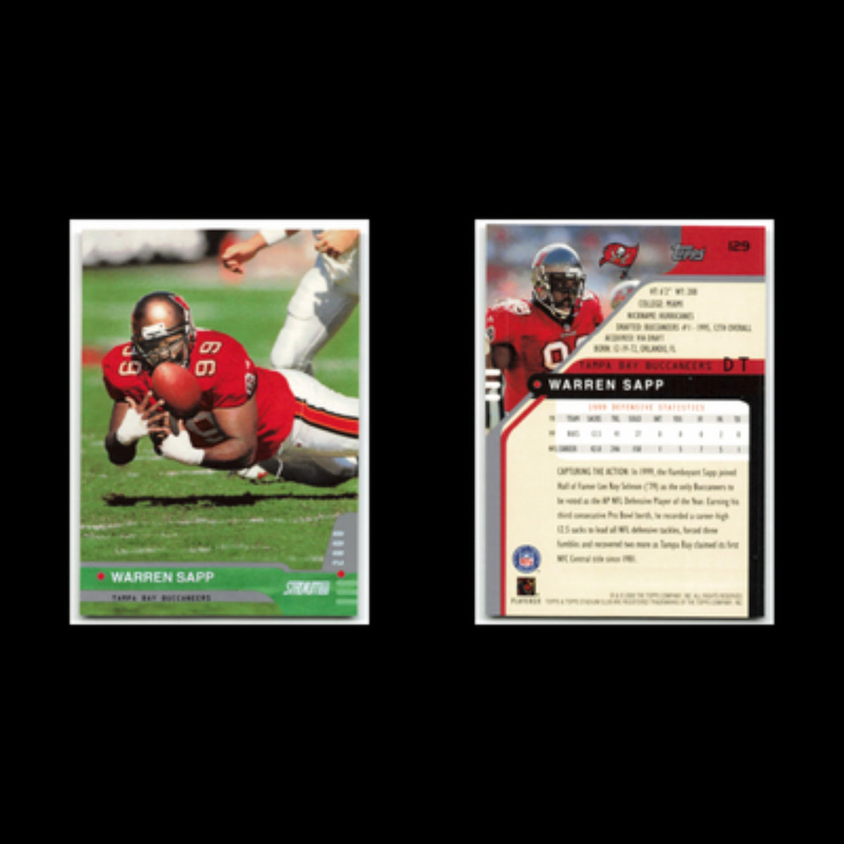 Warren Sapp #129 2000 Topps Stadium Club Tampa Bay Buccaneers Football Card NFL